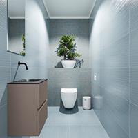 MONDIAZ ADA Toiletmeubel 40x30x50cm met 0 kraangaten 2 lades smoke mat Wastafel Lex rechts Solid Surface Zwart FK75342148