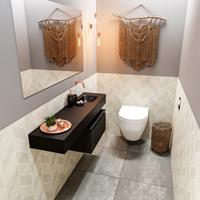 MONDIAZ ANDOR Toiletmeubel 120x30x30cm met 0 kraangaten 1 lades urban mat Wastafel Lex rechts Solid Surface Zwart FK75343964