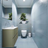 MONDIAZ ADA Toiletmeubel 80x30x50cm met 0 kraangaten 2 lades army mat Wastafel Lex links Solid Surface Wit FK75341839