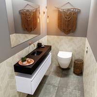 MONDIAZ ANDOR Toiletmeubel 120x30x30cm met 0 kraangaten 1 lades cale mat Wastafel Lex midden Solid Surface Zwart FK75343705