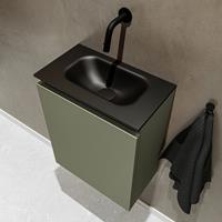 MONDIAZ TURE Toiletmeubel 40x23x50cm met 0 kraangaten 1 deuren army mat Wastafel Eden midden Solid Surface Zwart FK75341477