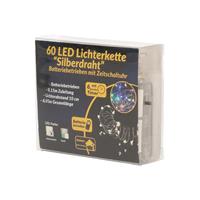 Draadverlichting Zilver Met Warm Witte Led Lampjes 6 Meter Op Batterijen Met Timer - Kerstverlichting Lichtsnoeren