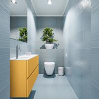MONDIAZ ADA Toiletmeubel 100x30x50cm met 1 kraangaten 2 lades ocher mat Wastafel Lex links Solid Surface Wit FK75341873