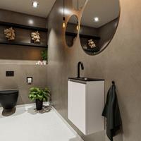 MONDIAZ TURE Toiletmeubel 40x23x50cm met 1 kraangaten 1 deuren linen mat Wastafel Eden rechts Solid Surface Zwart FK75341567