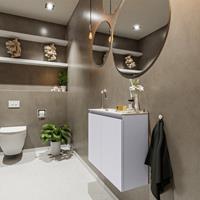 MONDIAZ TURE Toiletmeubel 60x23x50cm met 1 kraangaten 2 deuren cale mat Wastafel Eden links Solid Surface Wit FK75341249