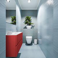 MONDIAZ ADA Toiletmeubel 100x30x50cm met 1 kraangaten 2 lades fire mat Wastafel Lex midden Solid Surface Wit FK75341900