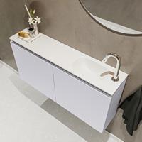 MONDIAZ TURE Toiletmeubel 100x23x50cm met 1 kraangaten 2 deuren cale mat Wastafel Eden rechts Solid Surface Wit FK75341263