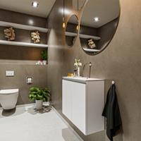 MONDIAZ TURE Toiletmeubel 60x23x50cm met 0 kraangaten 2 deuren talc mat Wastafel Eden rechts Solid Surface Wit FK75341012