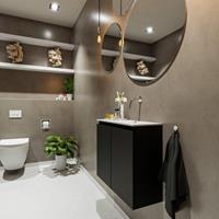 MONDIAZ TURE Toiletmeubel 60x23x50cm met 0 kraangaten 2 deuren urban mat Wastafel Eden rechts Solid Surface Wit FK75341042