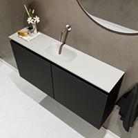 MONDIAZ TURE Toiletmeubel 100x23x50cm met 0 kraangaten 2 deuren urban mat Wastafel Eden midden Solid Surface Wit FK75341050