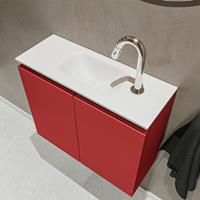 MONDIAZ TURE Toiletmeubel 60x23x50cm met 1 kraangaten 2 deuren fire mat Wastafel Eden midden Solid Surface Wit FK75341187