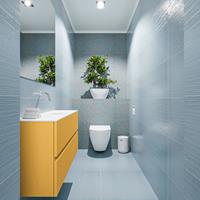 MONDIAZ ADA Toiletmeubel 100x30x50cm met 0 kraangaten 2 lades ocher mat Wastafel Lex midden Solid Surface Wit FK75341872