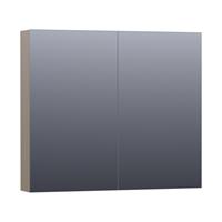 Saniclass Dual spiegelkast 80x70x15cm verlichting geintegreerd rechthoek 2 draaideuren Hoogglans Taupe MDF 7152