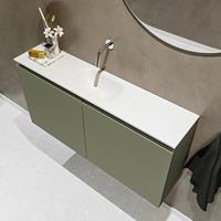 MONDIAZ TURE Toiletmeubel 100x23x50cm met 0 kraangaten 2 deuren army mat Wastafel Eden midden Solid Surface Wit FK75341140