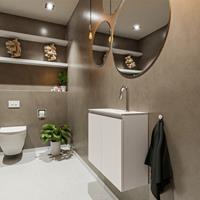 MONDIAZ TURE Toiletmeubel 60x23x50cm met 1 kraangaten 2 deuren linen mat Wastafel Eden midden Solid Surface Wit FK75341217