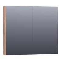 Saniclass Dual Spiegelkast 80x70x15cm 2 deuren LED verlichting geintegreerd 4000K MFC Almond SK-DU80AL