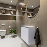 MONDIAZ TURE Toiletmeubel 60x23x50cm met 0 kraangaten 2 deuren cale mat Wastafel Eden midden Solid Surface Wit FK75341248