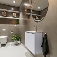 MONDIAZ TURE Toiletmeubel 60x23x50cm met 1 kraangaten 2 deuren cale mat Wastafel Eden midden Solid Surface Wit FK75341247