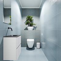 MONDIAZ ADA Toiletmeubel 40x30x50cm met 0 kraangaten 2 lades talc mat Wastafel Lex rechts Solid Surface Zwart FK75342061