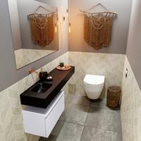 MONDIAZ ANDOR Toiletmeubel 120x30x30cm met 0 kraangaten 1 lades cale mat Wastafel Lex links Solid Surface Zwart FK75344046