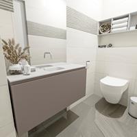 MONDIAZ OLAN Toiletmeubel 100x30x40cm met 0 kraangaten 1 lades smoke mat Wastafel Lex midden Solid Surface Wit FK75342510