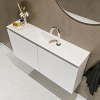 MONDIAZ TURE Toiletmeubel 100x23x50cm met 1 kraangaten 2 deuren talc mat Wastafel Eden midden Solid Surface Wit FK75341019