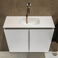 MONDIAZ TURE Toiletmeubel 60x23x50cm met 0 kraangaten 2 deuren talc mat Wastafel Eden midden Solid Surface Wit FK75341008