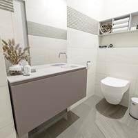 MONDIAZ OLAN Toiletmeubel 100x30x40cm met 0 kraangaten 1 lades smoke mat Wastafel Lex rechts Solid Surface Wit FK75342514