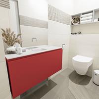 MONDIAZ OLAN Toiletmeubel 100x30x40cm met 0 kraangaten 1 lades fire mat Wastafel Lex midden Solid Surface Wit FK75342597