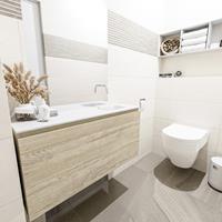 MONDIAZ OLAN Toiletmeubel 100x30x40cm met 0 kraangaten 1 lades light brown grey mat Wastafel Lex rechts Solid Surface Wit FK75342746