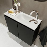 MONDIAZ TURE Toiletmeubel 60x23x50cm met 1 kraangaten 2 deuren urban mat Wastafel Eden rechts Solid Surface Wit FK75341041