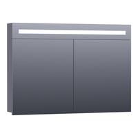 Saniclass 2.0 spiegelkast 99x70x15cm verlichting geintegreerd rechthoek 2 draaideuren Hoogglans Grijs MDF 7286