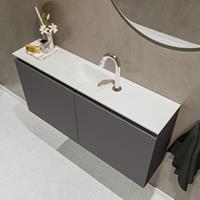 MONDIAZ TURE Toiletmeubel 100x23x50cm met 1 kraangaten 2 deuren dark grey mat Wastafel Eden midden Solid Surface Wit FK75341079