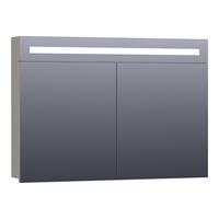 Saniclass 2.0 spiegelkast 99x70x15cm verlichting geintegreerd rechthoek 2 draaideuren Mat Taupe MDF 7301