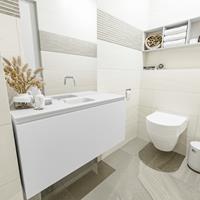 MONDIAZ OLAN Toiletmeubel 100x30x40cm met 0 kraangaten 1 lades talc mat Wastafel Lex midden Solid Surface Wit FK75342423