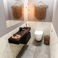 MONDIAZ ANDOR Toiletmeubel 120x30x30cm met 1 kraangaten 1 lades urban mat Wastafel Lex rechts Solid Surface Zwart FK75343963