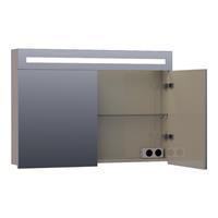 Saniclass 2.0 spiegelkast 99x70x15cm verlichting geintegreerd rechthoek 2 draaideuren Hoogglans Taupe MDF 7281