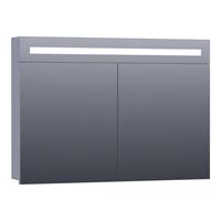 Saniclass 2.0 spiegelkast 99x70x15cm verlichting geintegreerd rechthoek 2 draaideuren Mat Grijs MDF 7306