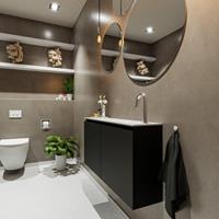 MONDIAZ TURE Toiletmeubel 100x23x50cm met 1 kraangaten 2 deuren urban mat Wastafel Eden rechts Solid Surface Wit FK75341053