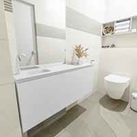 MONDIAZ OLAN Toiletmeubel 120x30x40cm met 1 kraangaten 1 lades talc mat Wastafel Lex links Solid Surface Wit FK75342430