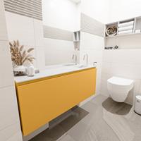 MONDIAZ OLAN Toiletmeubel 120x30x40cm met 1 kraangaten 1 lades ocher mat Wastafel Lex rechts Solid Surface Wit FK75342577