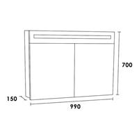 Saniclass Spiegelkast 2.0 99x70x15cm 2 deuren LED verlichting geintegreerd 4000K MFC G-Canyon SK-TW100GC