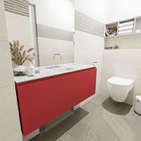 MONDIAZ OLAN Toiletmeubel 120x30x40cm met 0 kraangaten 1 lades fire mat Wastafel Lex midden Solid Surface Wit FK75342603