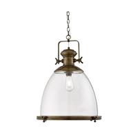 searchlightlighting Searchlight Industrial - 1 Light Dome Deckenanhänger Antik Messing mit Klarglas Diffusor, E27