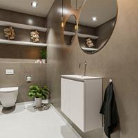 MONDIAZ TURE Toiletmeubel 60x23x50cm met 0 kraangaten 2 deuren linen mat Wastafel Eden midden Solid Surface Wit FK75341218