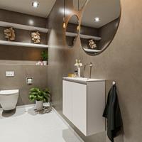 MONDIAZ TURE Toiletmeubel 60x23x50cm met 0 kraangaten 2 deuren linen mat Wastafel Eden rechts Solid Surface Wit FK75341222