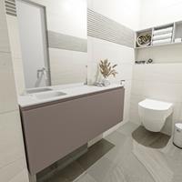 MONDIAZ OLAN Toiletmeubel 120x30x40cm met 0 kraangaten 1 lades smoke mat Wastafel Lex links Solid Surface Wit FK75342518