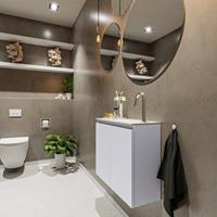 MONDIAZ TURE Toiletmeubel 60x23x50cm met 1 kraangaten 2 deuren cale mat Wastafel Eden rechts Solid Surface Wit FK75341251