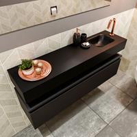 MONDIAZ ANDOR Toiletmeubel 120x30x30cm met 1 kraangaten 1 lades urban mat Wastafel Lex rechts Solid Surface Zwart FK75343505
