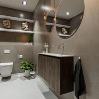 MONDIAZ TURE Toiletmeubel 100x23x50cm met 0 kraangaten 2 deuren dark brown mat Wastafel Eden rechts Solid Surface Wit FK75341324